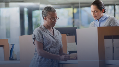 two woman discussing